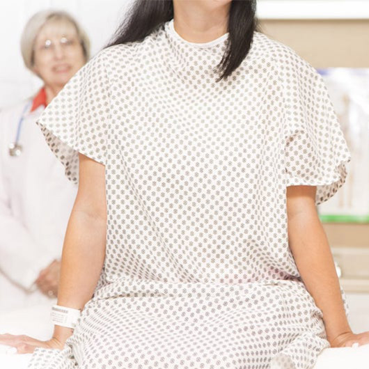 Woman getting a mammogram