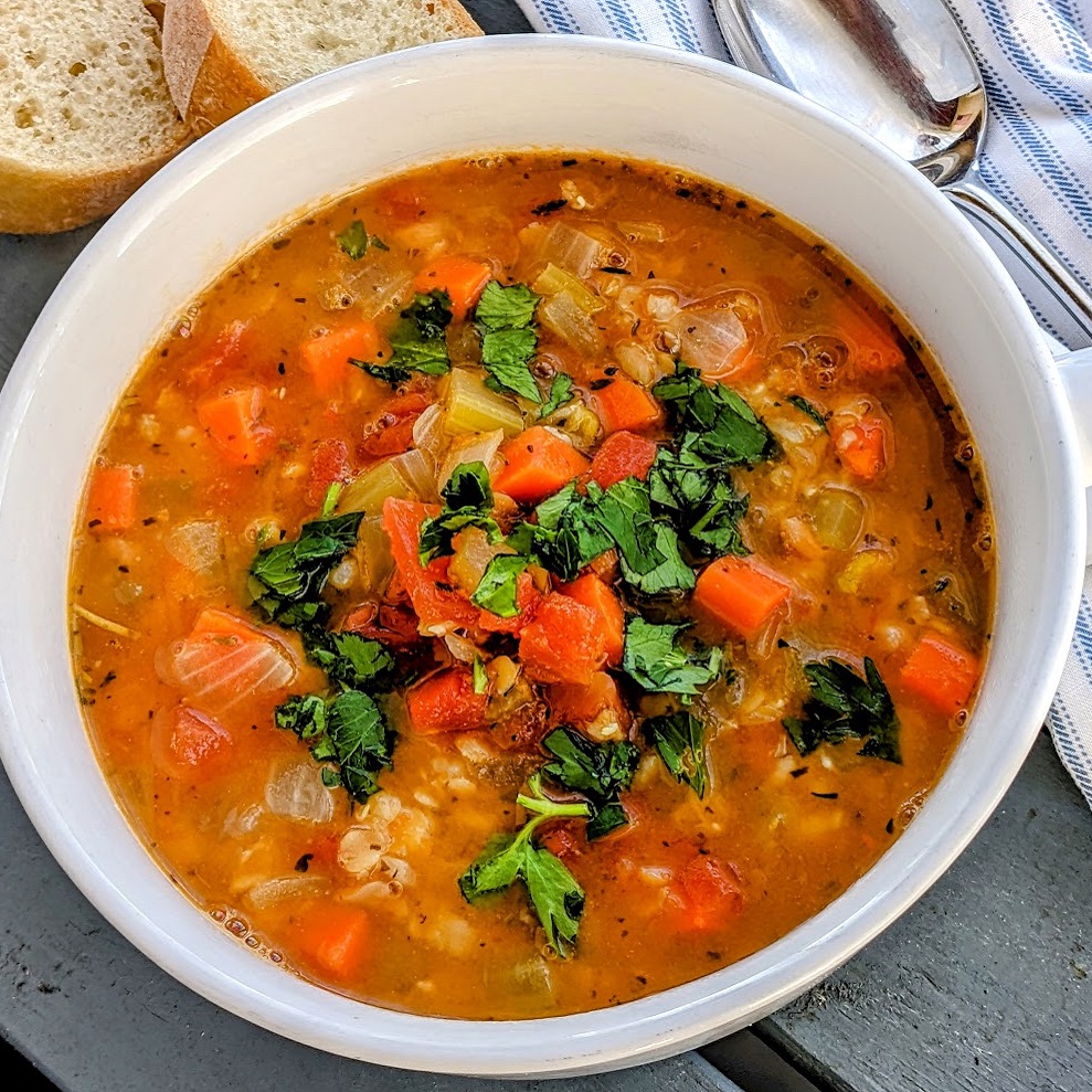 Veggie Packed Red Lentil Stew with Whole Grain Rice