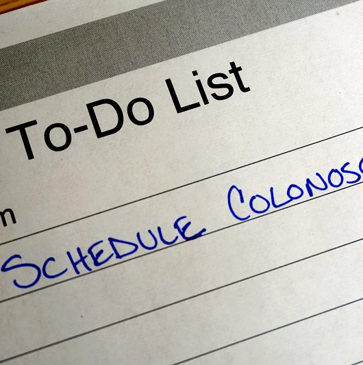 Reminder on to do list to schedule a colonoscopy