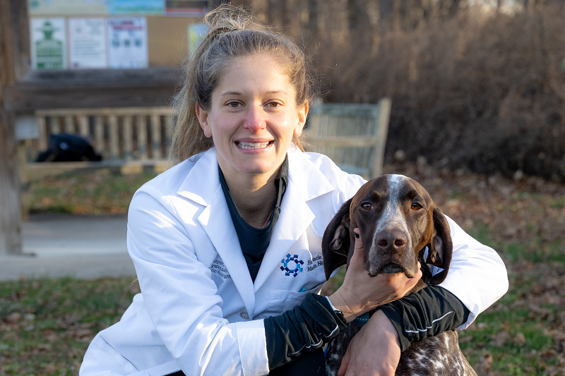 Dr. Rachel NeMoyer and her dog, Klaus.