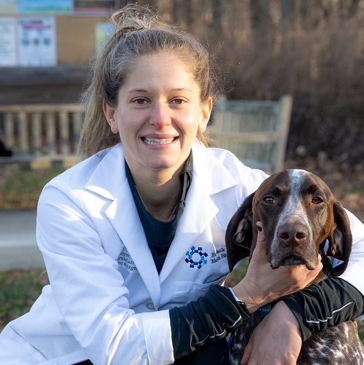 Dr. Rachel NeMoyer and her dog, Klaus.