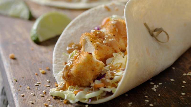 Crispy tofu tacos