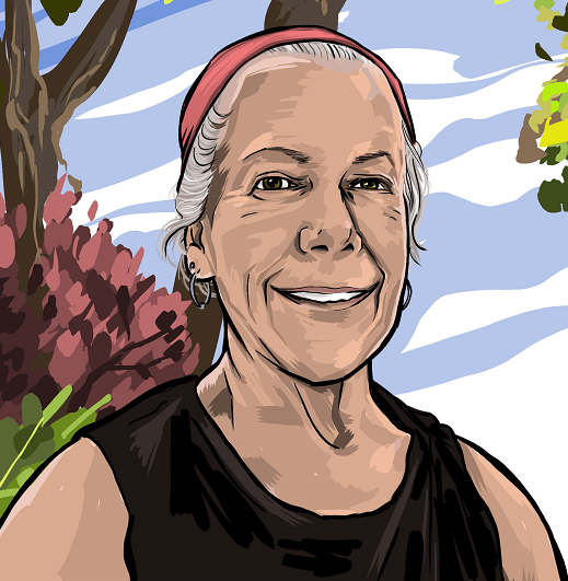 An illustrated drawing of runner, Laura Messina