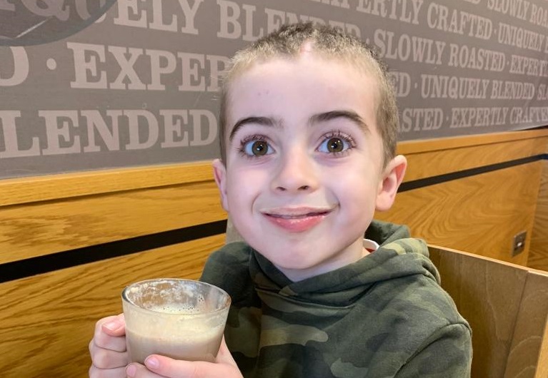 Young patient, Caleb, in recovery from epilepsy surgery.