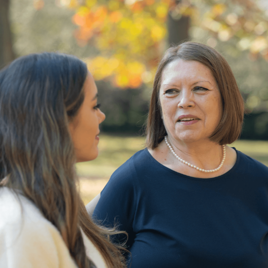 Tetiana Zaitseva smiles and talks to her daughter, Anastasia.
