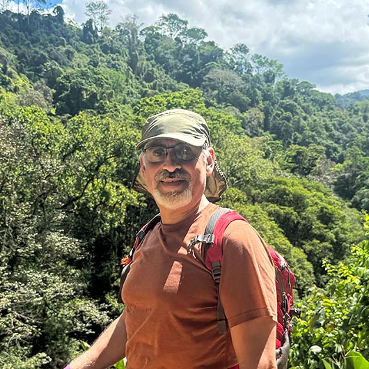 Michael Plavnik hikes outdoors after recovering from Achilles repair.