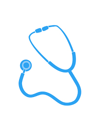 Drawing of a blue stethoscope on a white background