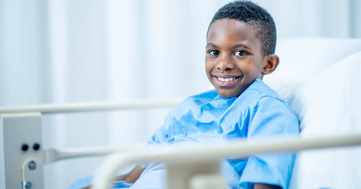 Child in hospital bed