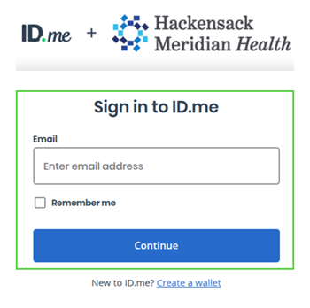 ID.me Sign On Screen Image