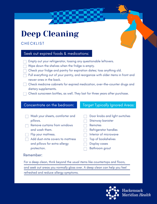 Deep cleaning checklist