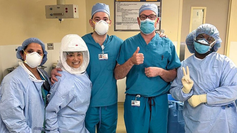The team at JFK University Medical Center after completing the state's first PIPAC procedure.