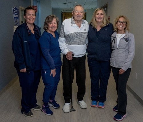 88-year-old Don Squier with his cardiac care team.