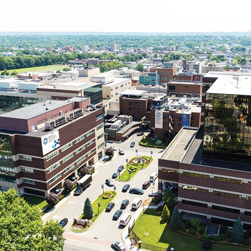 Aerial view of Hackensack Meridian Hackensack University Medical Center