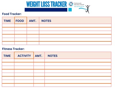 A weight loss tracker template - tracking food, fitness and weight loss.