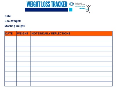 A weight loss tracker template - tracking food, fitness and weight loss.